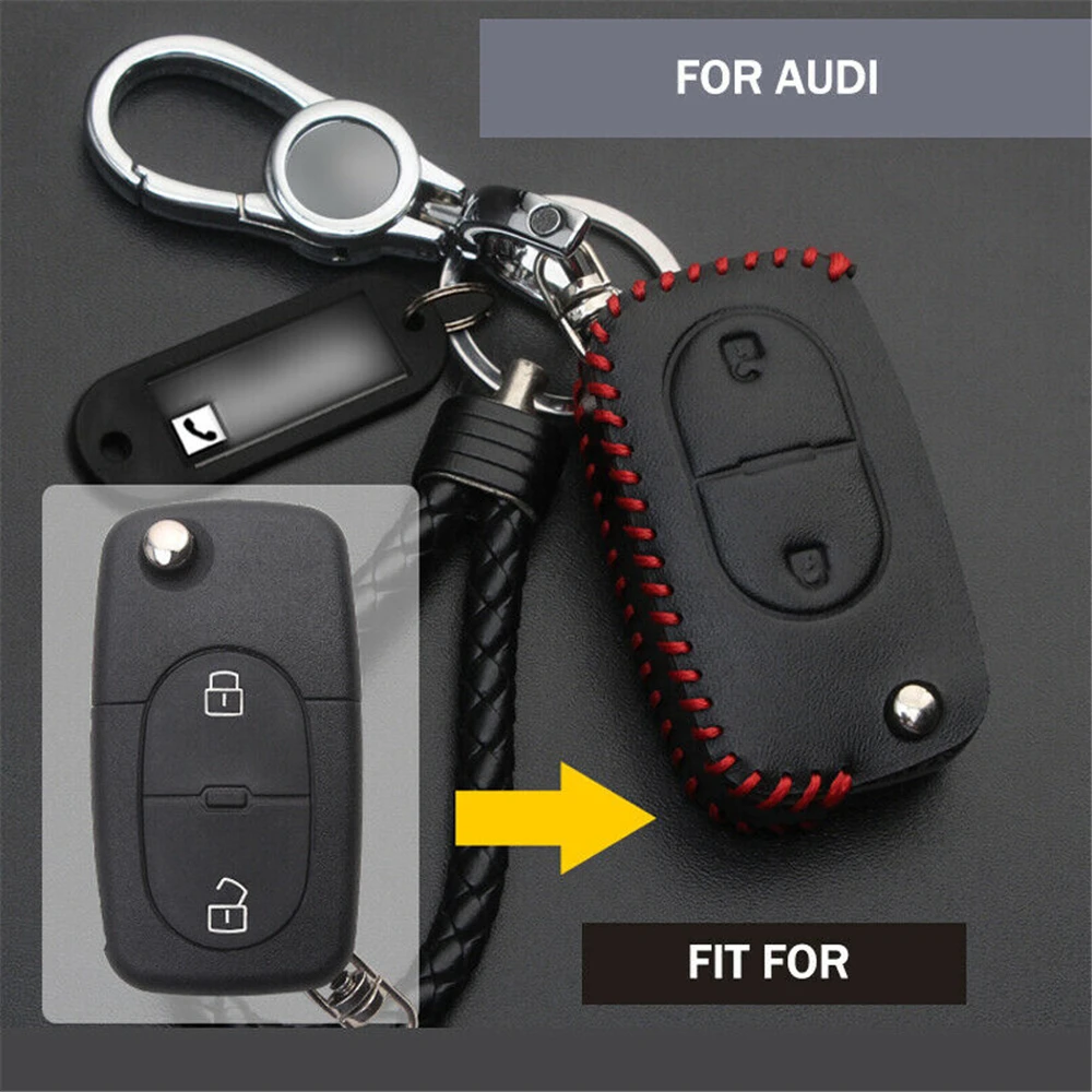 

Genuine Leather Remote Car Key Case Cover Bag Protector Holder Auto Accessories For Audi A2 A3 A4 S4 A6 A8 TT/Roadster 1999-2006
