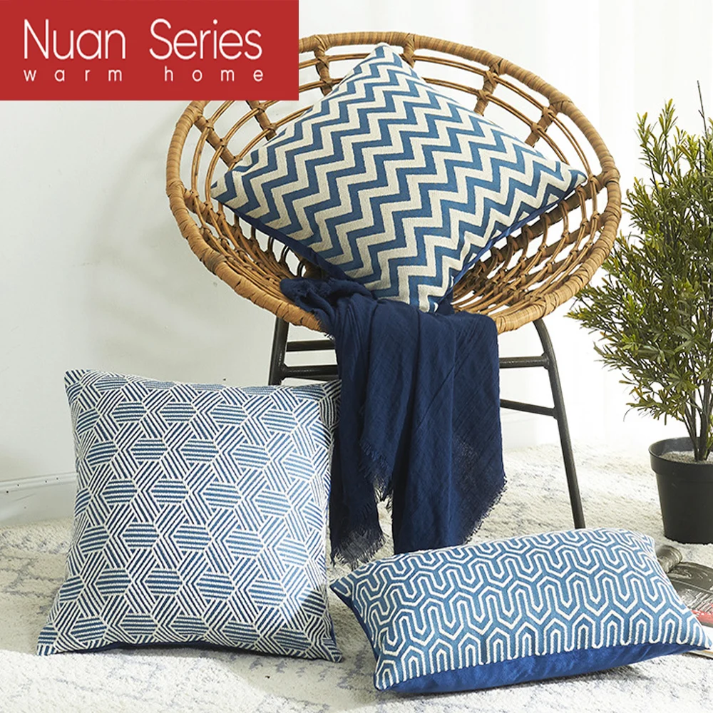 

Blue pattern Decorative Cushion Cover Floral Pillow Case For Car Sofa Decor Pillowcase Home Pillows 45x45/30x50cm