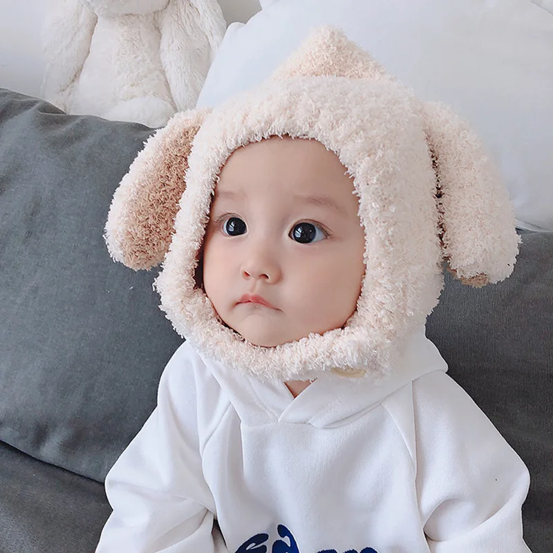 

Детская зимняя трикотажная шапка для детей, милая Панама для мальчиков и девочек, плюшевая шапка с ушками кролика