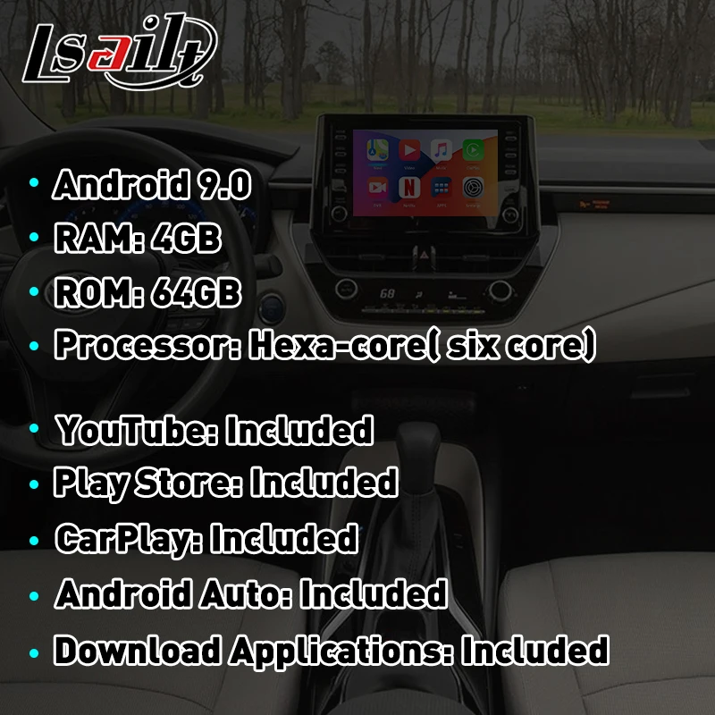 Lsailt 4 + 64G Carplay и интерфейс Android для Auris Sienna 2018-20 с YouTube Waze Netflix GPS навигационная