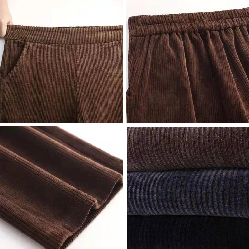 

Fashion Loose Corduroy Harem Pants Women Big Size Elastic High Waist Casual Pants Vintage Street Wear Trousers Female