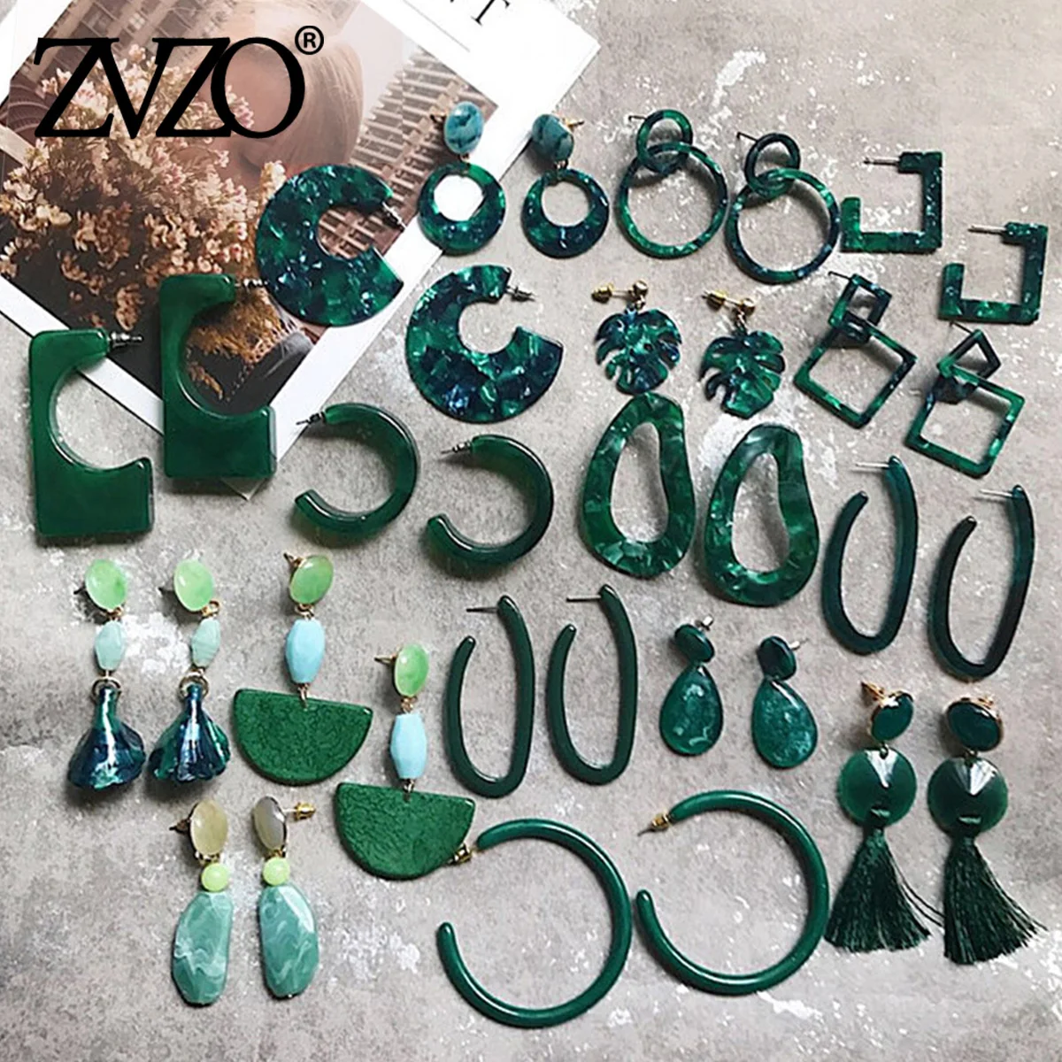 Новые темно зеленые геометрические круглые большие круглый акрил массивные