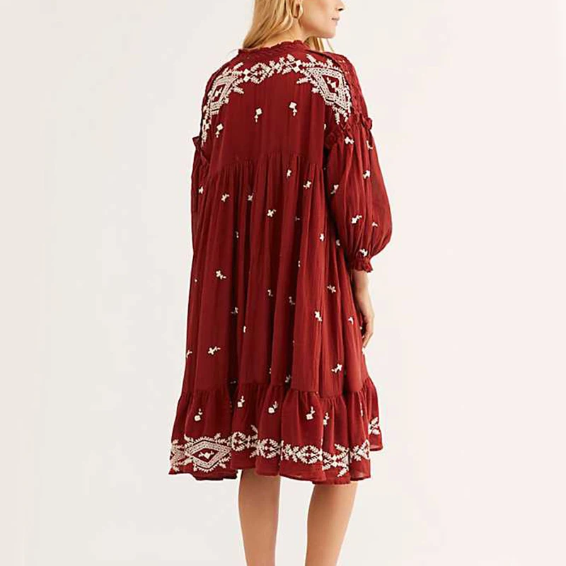 KHALEE YOSE лавандовое поле миди платье с цветочной вышивкой Бохо женское винтажное