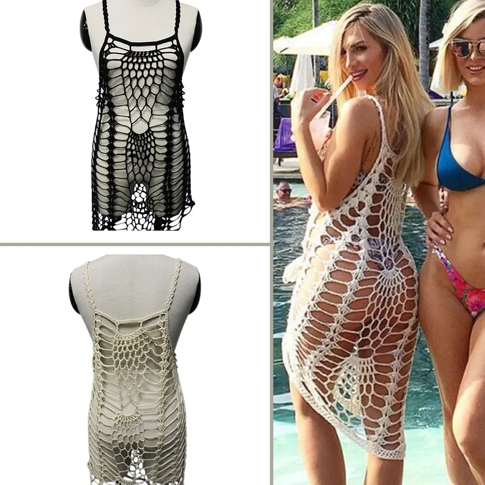 

Women Crochet Out Beach Bikini Cover Up Bathing Swimwear Dress Swimsuit