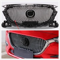 front grill upper grille for mazda 3 axela 2017 2018 abs diamond style car body replacement bumper hood mesh center grid grating