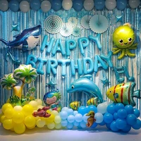 ocean theme balloons birthday party decoration set shark baby shower party supplies marine sea animals home decor for kids