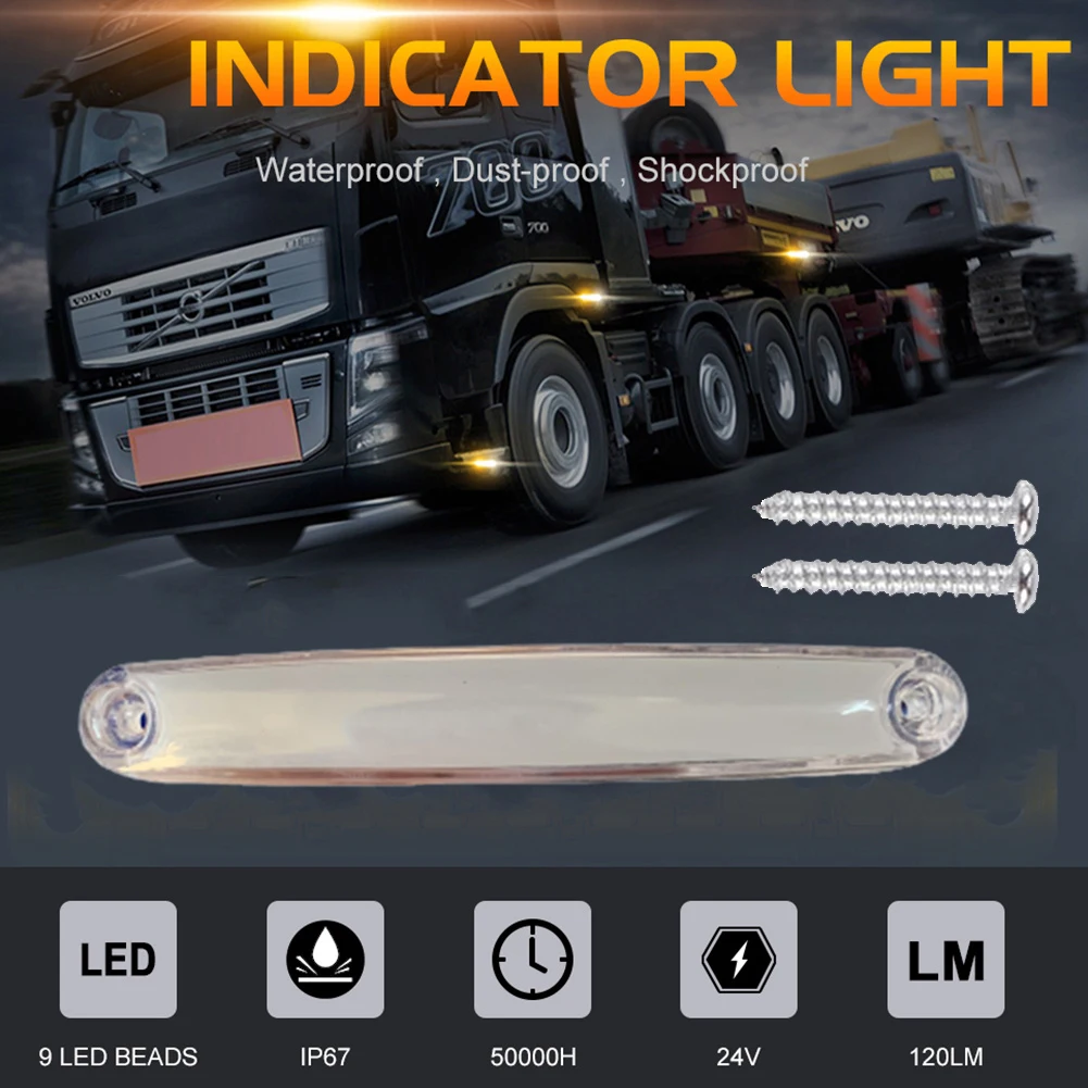 

10PCS White Truck Side Lights 9LED Trailer Lights 12V Side Marker Lights Truck Lights 24v LED Lights For Trucks