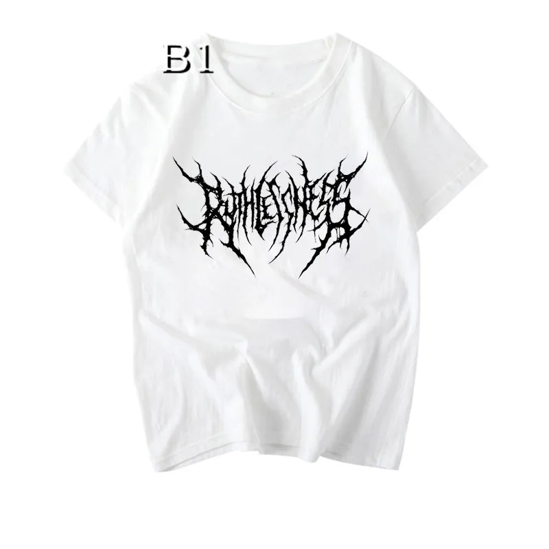 Футболка женская оверсайз с коротким рукавом и принтом в готическом стиле