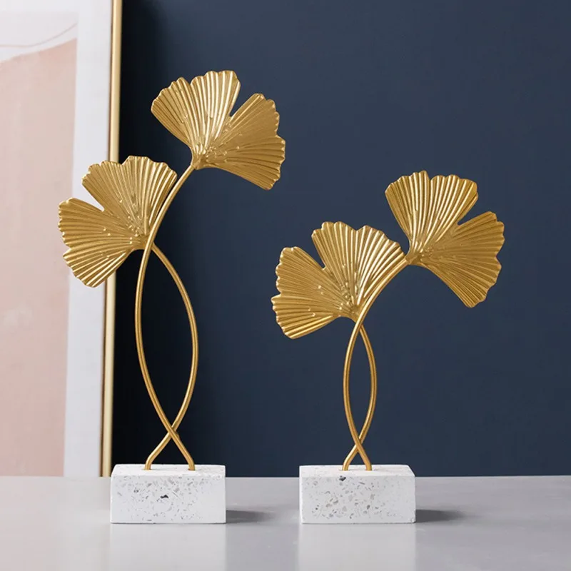 

Golden Ginkgo Leaf Model Iron TV Cabinet Decor Leaf Console Cabinet Decoration