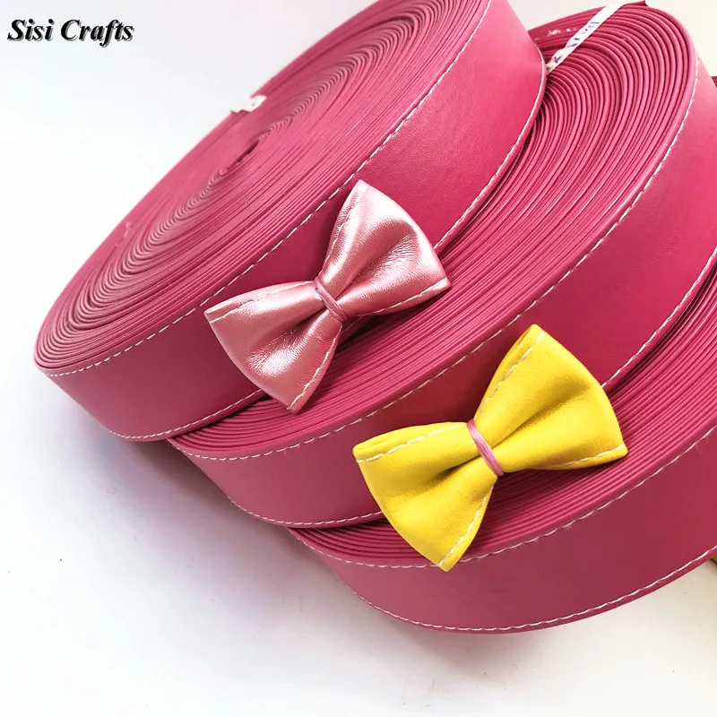 Sisi лента для поделок сшитая Fushia PU 12 мм 30 ярко-розовая Сливовая искусственная кожа
