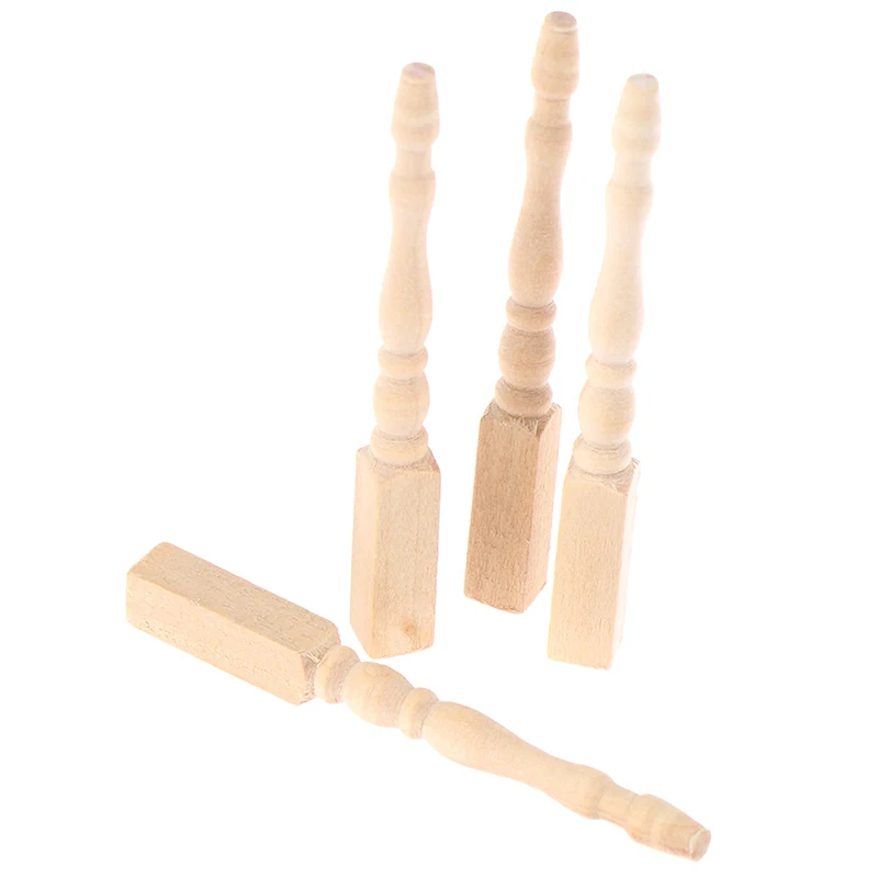 4pcs / lot 1:12 Furniture Leg Chair Table Brain Game Kids Toys Dollhouse Miniature DIY Wooden