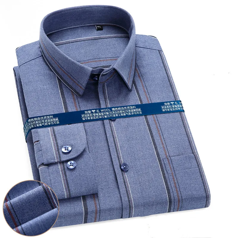 High Quality New Fashion Men's Dress Shirts Long Sleeve Casual Regular Fit Thick Soft Comfortable Business Button Up Work Shirt