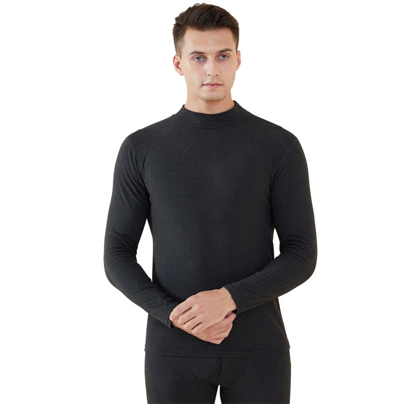 Middle Neck Thermal Underwear Set Men's Solid Color Round Neck Autumn And Winter New Autumn Clothes Autumn Pants Bottomwear