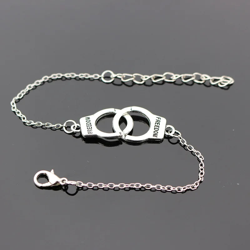 Серебряный Цвет наручники панк браслеты для женщин цепочки мода лето Стиль