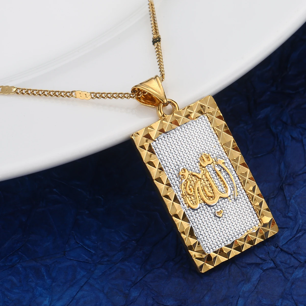 Серебряный цвет исламский Аллах кулон ожерелье с подходящими женщин Мужчины