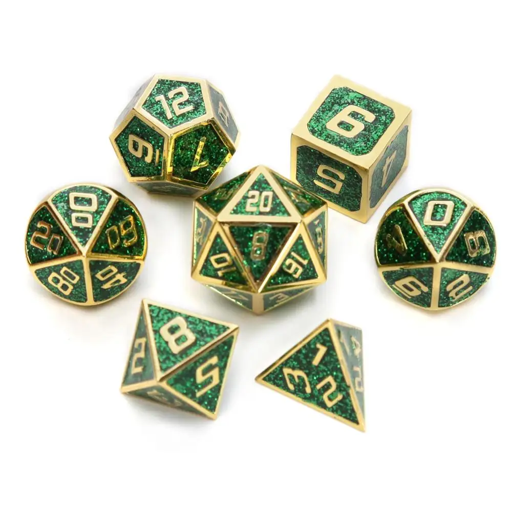 Chengshuo starlight металлические кости dnd Набор кубиков rpg многогранные Твердые подземелья и дракон настольные игры цинковый сплав зеленый d& d кости 7 шт