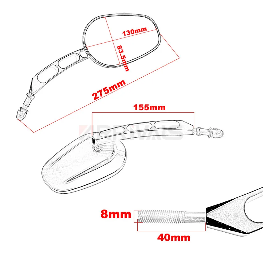 Мотоциклетное зеркало заднего вида 8 мм черные боковые зеркала для Harley Touring Road King