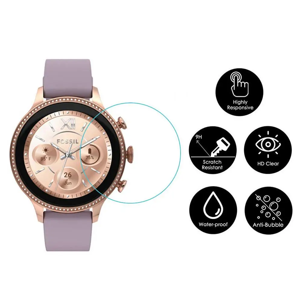 

Высококачественное закаленное стекло 9H для умных часов Fossil Gen6 42 мм, протектор экрана HD Full, Взрывозащищенная пленка, аксессуары для часов, 3 ш...