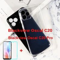 transparent phone case for blackview oscal c20 soft tpu case silicone with tempered glass for blackview oscal c20 pro pelicula