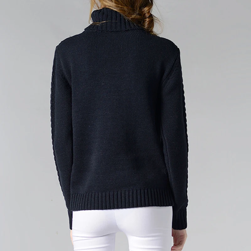 Теплый пуловер с высоким воротником свитер новый вязаный повседневный