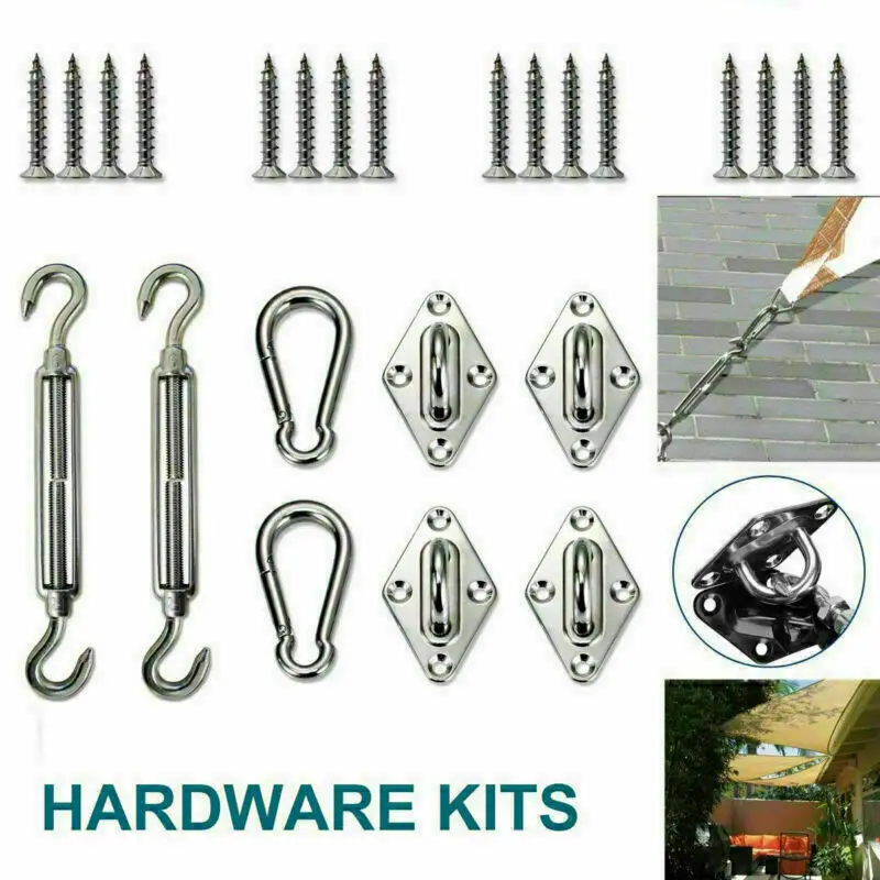

New Sun Sail Shade Canopy Stainless Steel Fixing Fittings Hardware Accessory Kit