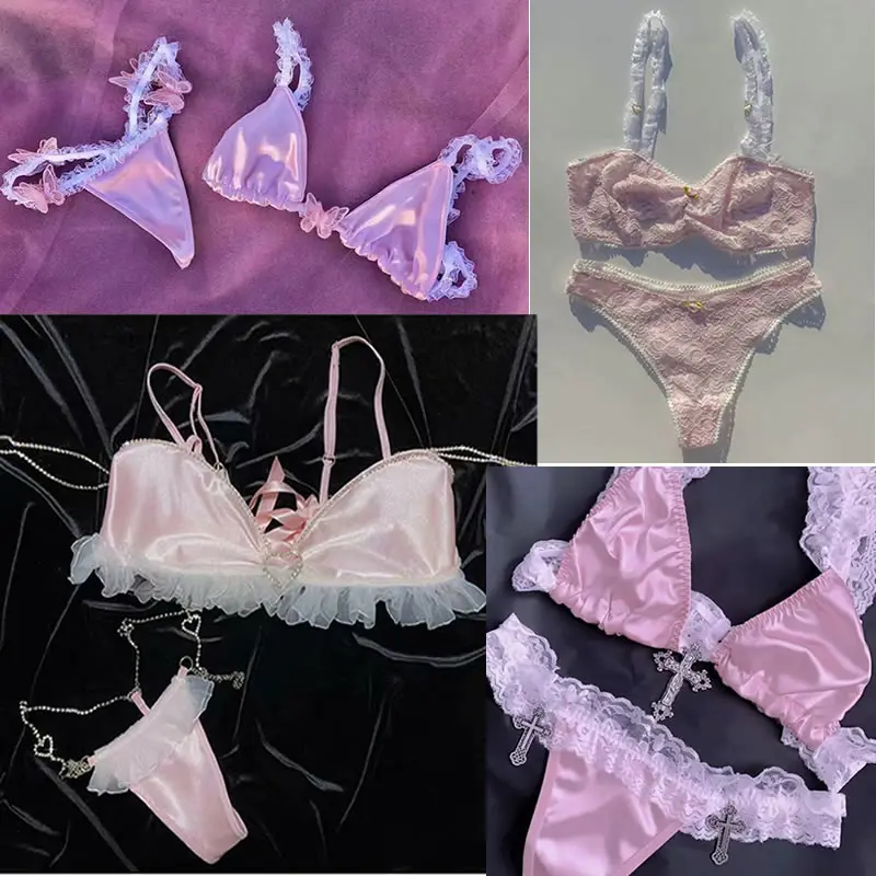 Kawaii бикини готическое кружевное уличное в стиле хип-хоп рэп 1of1 y2k милые