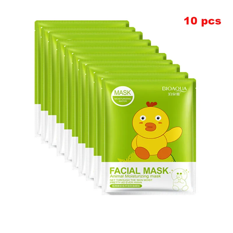 10pcs BIOAQUA маска для лица с животными маска для лица глубокое увлажнение листовая маска контроль жирности осветляет кожу маска для женщин корейская косметика - Цвет: 10pcs