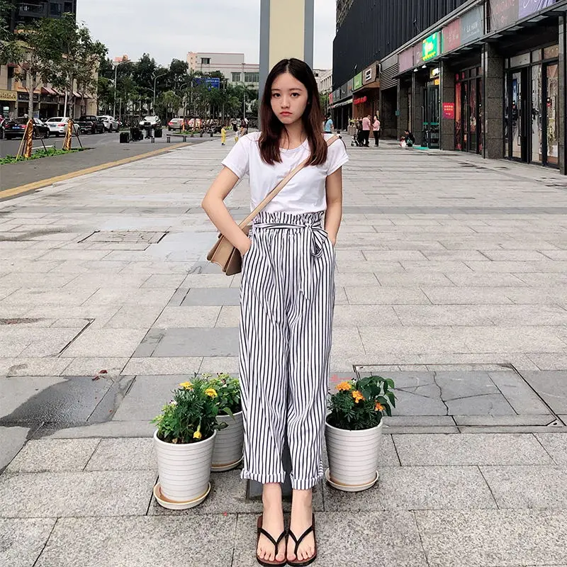 Женские широкие брюки 2020 летние осенние модные женские с высокой эластичной