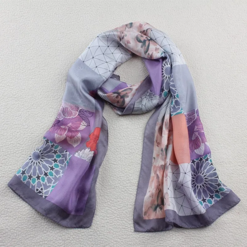 Женский длинный большой шарф из 100% чистого шелка платок с запахом 176X55 69 &quotx 21&quot