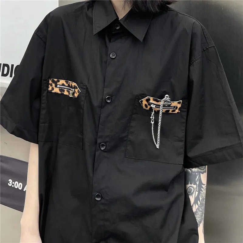 Для мужчин и женщин на пуговицах в стиле пэчворк с леопардовым принтом карманная