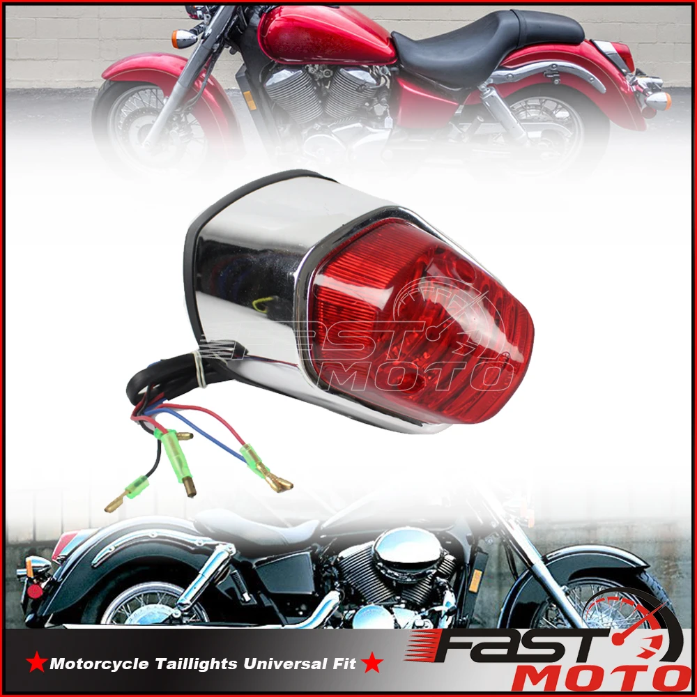 Chrome ABS Classic Tail Brake Light Rear Running Stop Lamp for Honda Suzuki Kawasaki Yamaha VN VTX VT Shadow Vulcan 1300 900 650