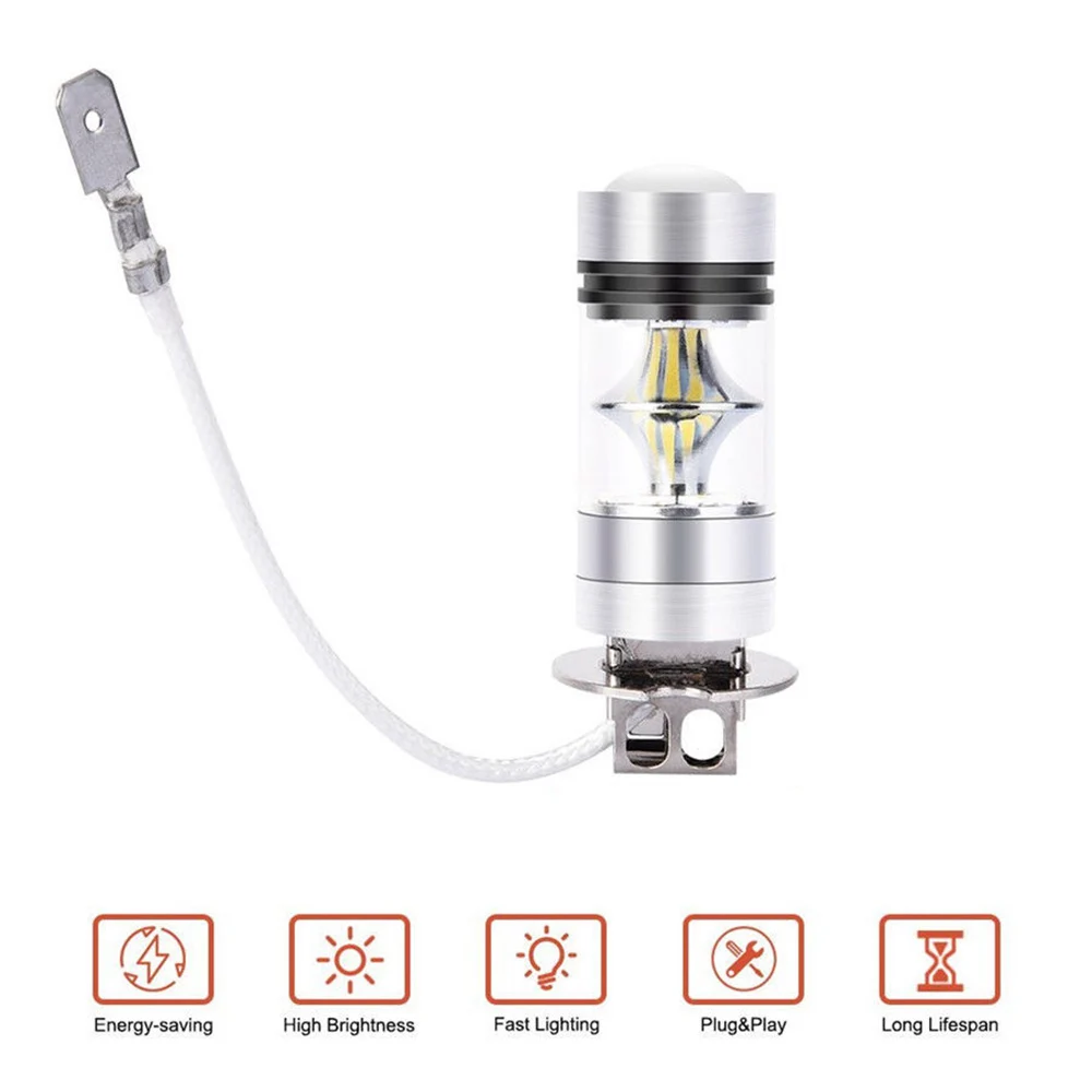 PMFC 2 шт. автомобилей головной светильник 100W H3 светодиодный туман дальнего света