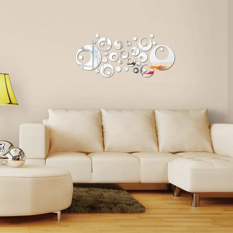 Креативные модные зеркальные настенные часы фоновые наклейки ТВ трехмерные