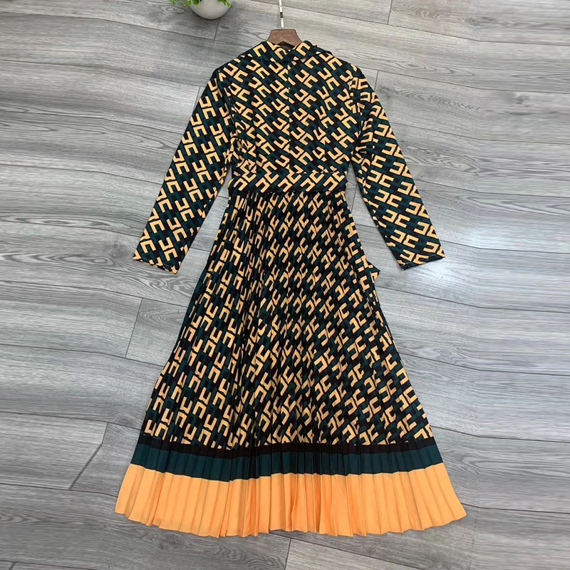 Женское винтажное платье с буквенным принтом AELESEEN весенне-осенние вечерние