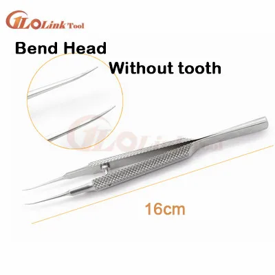 15cm bend no tooth 14 см, 15 см, 16 см, 18 Пинцет cm офтальмические инструменты Титан сплав изгиб платформа Пинцет линия пинцет для бровей Пинцет косметический инструмент - Цвет: 15cm bend no tooth