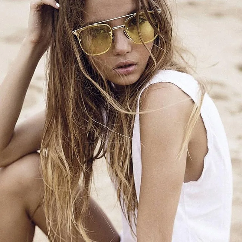 Очки солнцезащитные унисекс в винтажном стиле с полуободковой оправой 2019 |