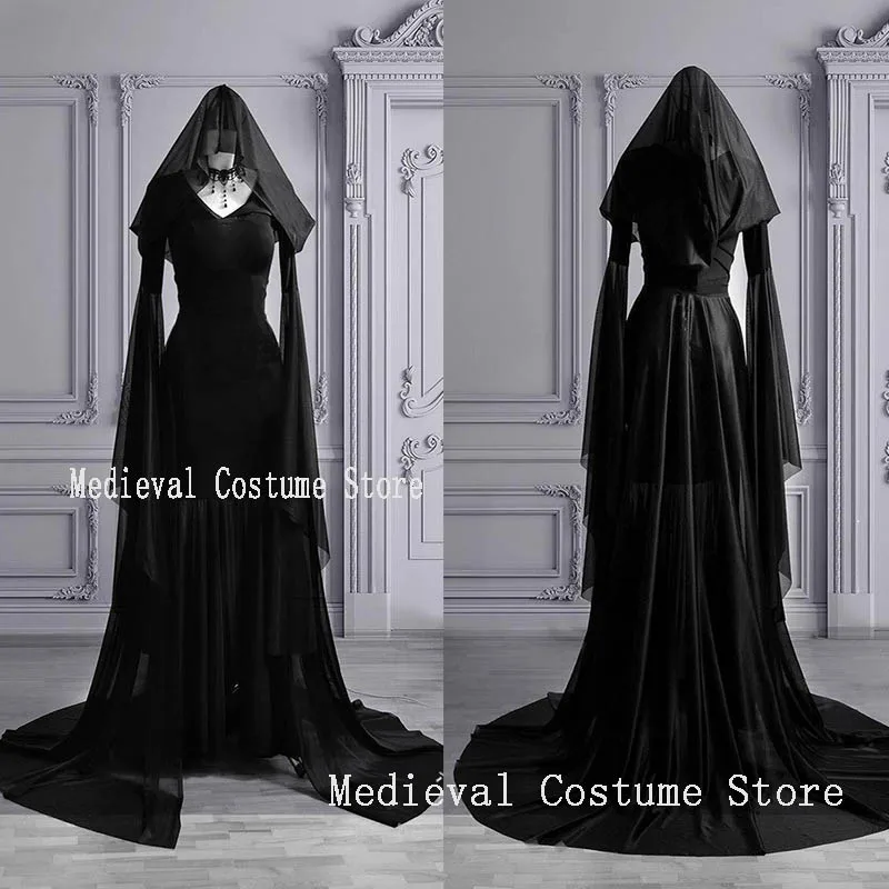 Женское винтажное платье до пола готическое средневековой длины в стиле ретро