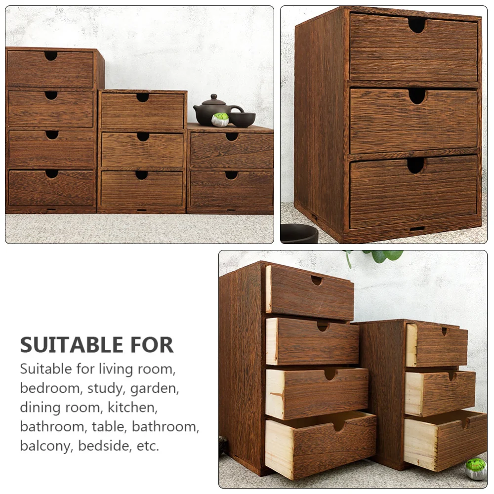 

1pc Durable Reusable Three Layer Wooden Pulling Type Sorting Box Drawer Box Storage Organizer Office Home Restaurant