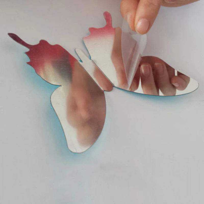 3D Щепка бабочка стерео настенное зеркало для ресторана проход личность