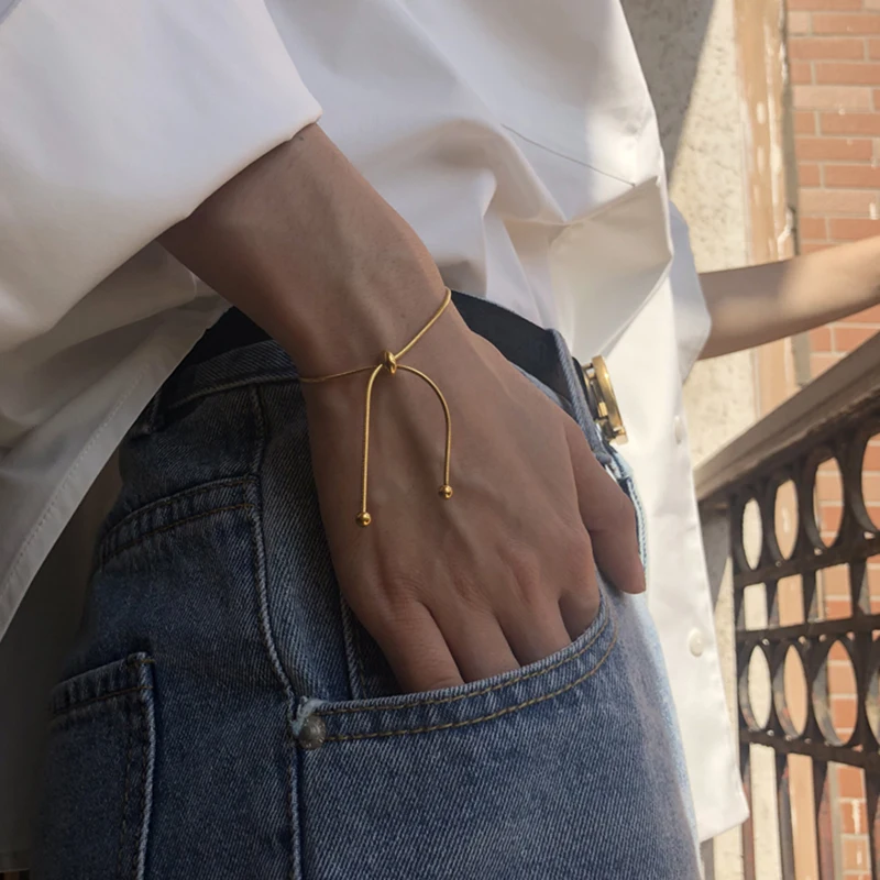 Новый Регулируемый браслет простой дизайн Золотая змея цепочка выдвижной