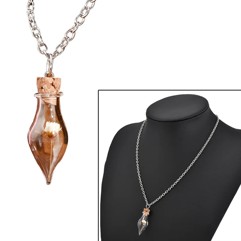 Hot Fashion Dry Flower Inside Lucky Glass Bottle Wishing Pendant Necklace Jars Cork Vial DIY Pendants Gift | Дом и сад