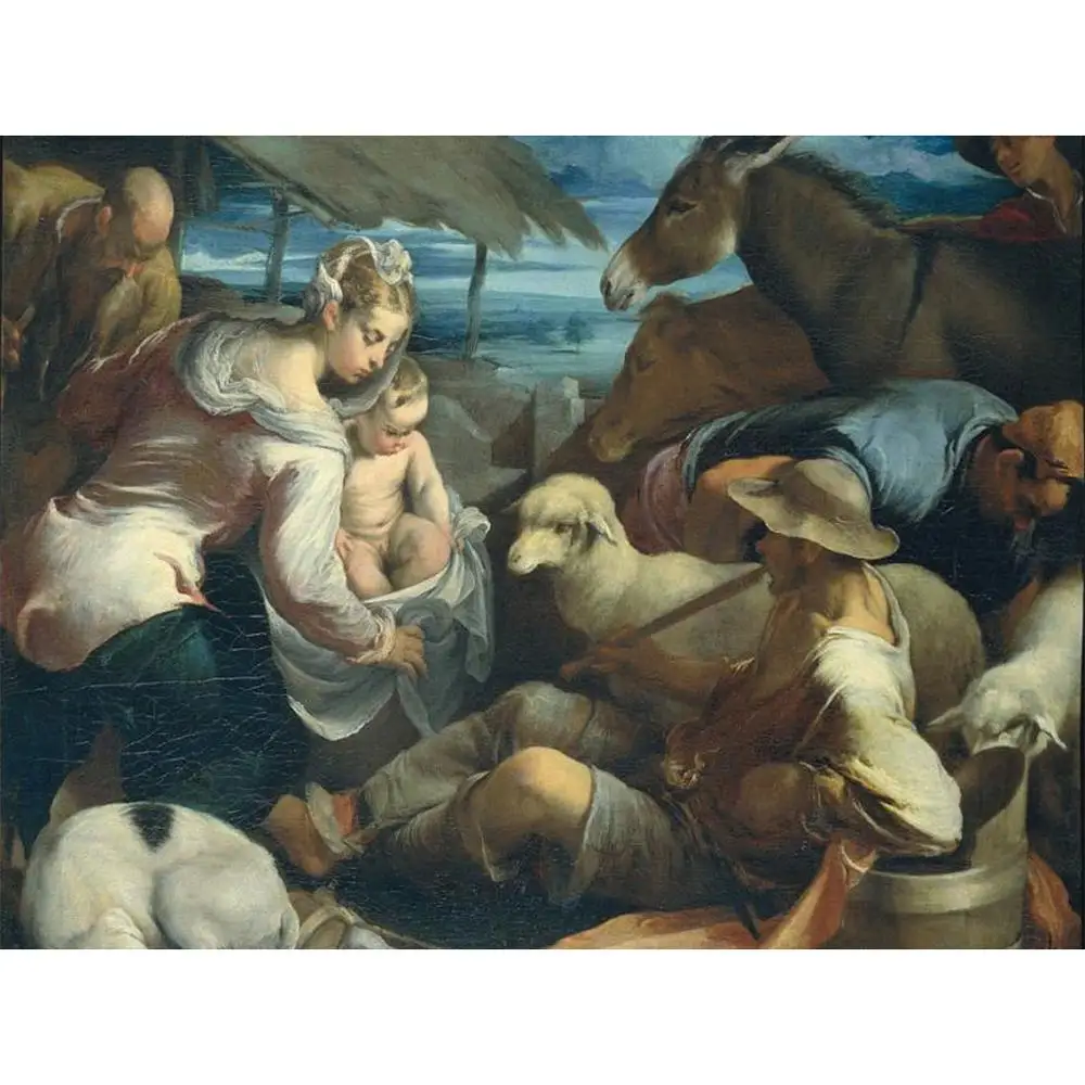 3 ручная роспись художественных картин учителями-ADORAZIONE DEI PASTORI catholic Jacopo Bassano dal