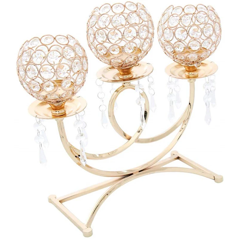 

Vintage Retro Votive Tea Light Candle Holder Candlestick 3-Arms Wedding Party Table Centerpieces Candelabra