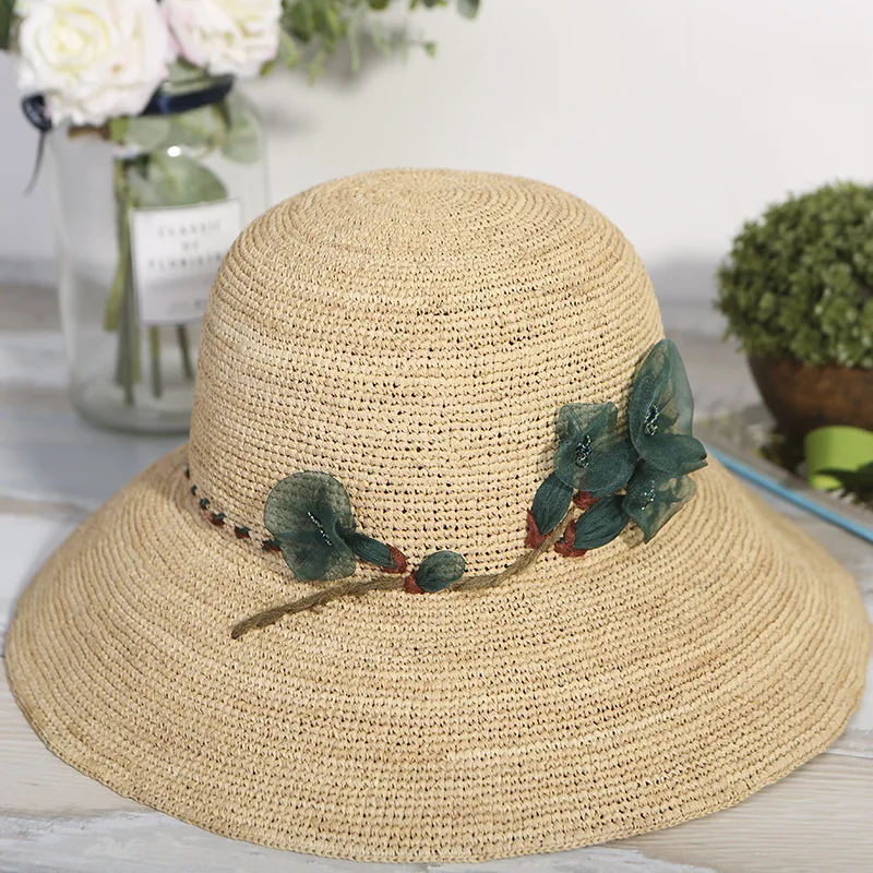 

2020 new large cap Lafite straw hat women's summer Bellflower basin hat fisherman hat shopping trip Crochet Sun Hat woman hat