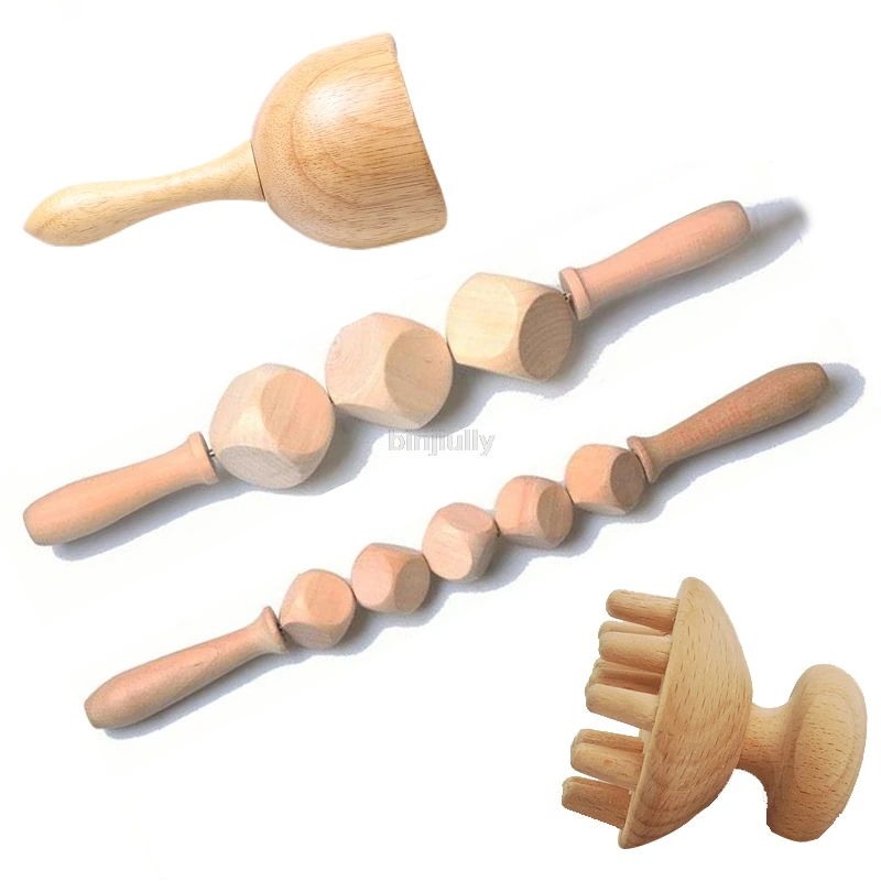 Массажная палка для йоги массажер тела живота спины талии шеи ног деревянный