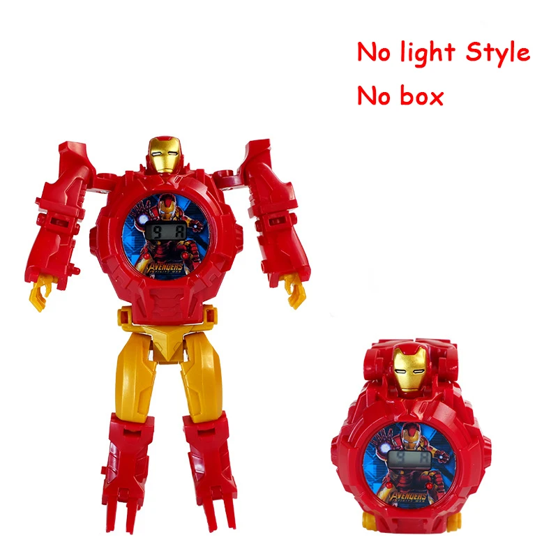 Ironman A opp Мультфильм робот часы игрушки деформации Мстители дети трансформации Супер Герои Капитан Америка Железный человек наручные часы фигурка игрушка - Цвет: Ironman A opp