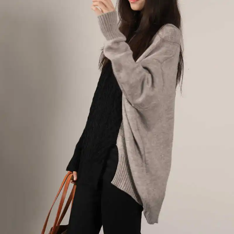 Женский свитер с высоким воротником CHICEVER трикотажный пуловер длинным рукавом и