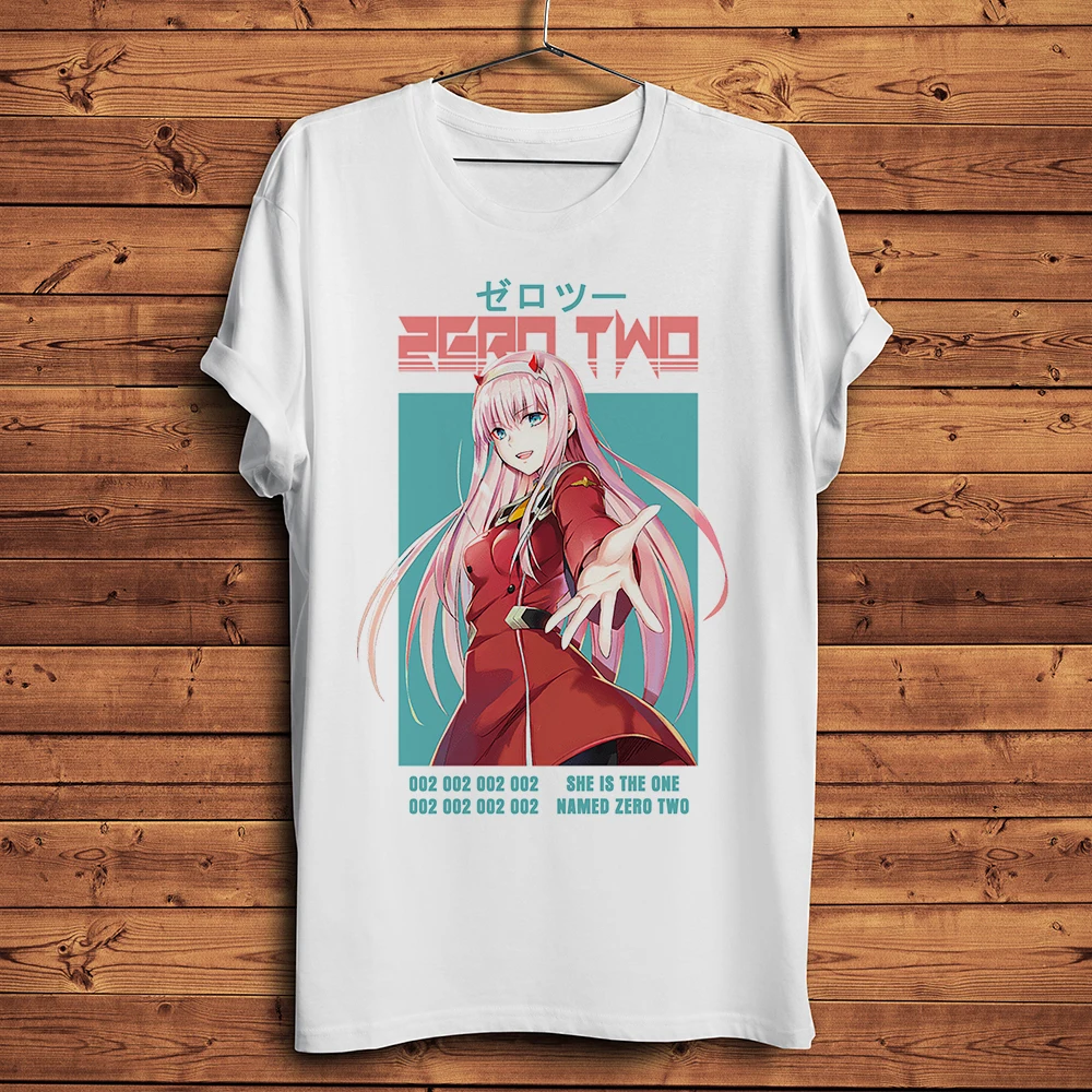 

Забавная аниме футболка Zero two 002 Darling in the franxx, мужская новая белая Повседневная футболка унисекс, уличная футболка otaku манга waifu