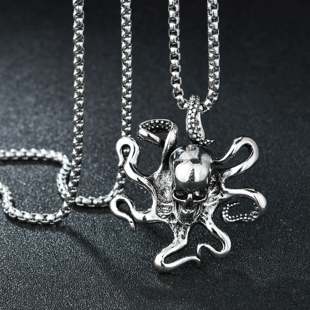 

2021New Arrival Animal Design Cute Octopus Stainless Steel Silver Color Necklace for Man Women Cool Jewelry Gift Wholesale