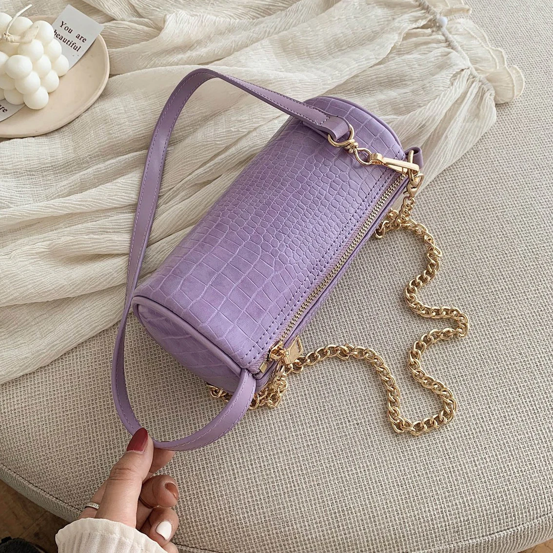 Сумка ведро с крокодиловым узором из искусственной кожи мини сумки через плечо